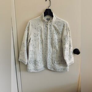 Chico's Ivory Embroidered Jacket with Beading.  Fully lined.
